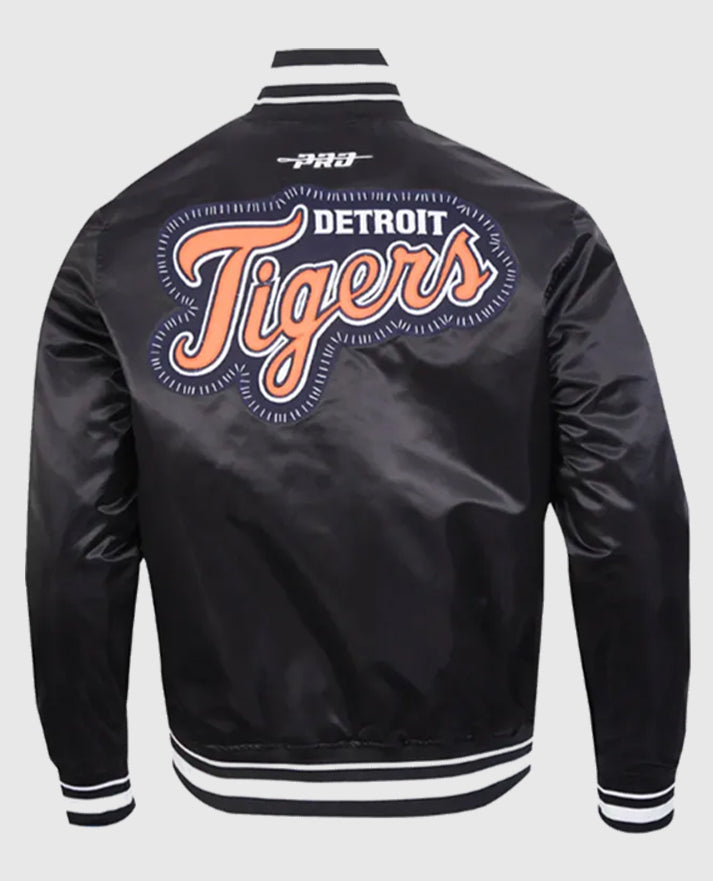 Detroit Tigers Diy Pick Stitch Classic Rib Black Satin Jacket