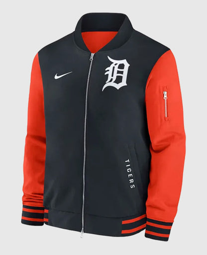 Detroit Tigers Dugout Bomber Full-Zip Red Jacket