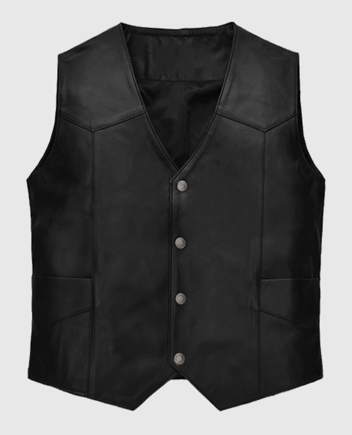 Dwayne Johnson Black Leather Vest
