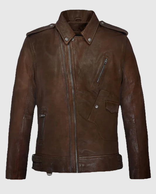 Falcon Spanish Brown Rider Leather Jacket For Men