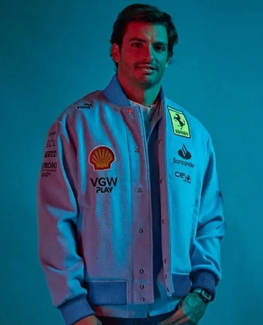 Ferrari Blue Miami Grand Prix Bomber Jacket