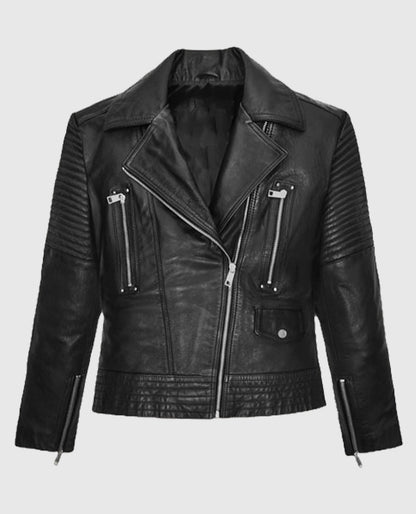 Gal Gadot Black Leather Biker Jacket