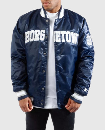 Georgetown Starter Blue Satin Jacket