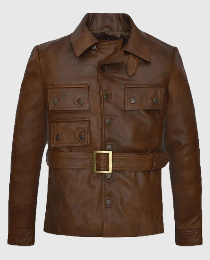 Harris Dickinson The Kingsman Brown Leather Jacket