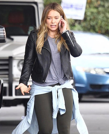 Hilary Duff Black Leather Jacket