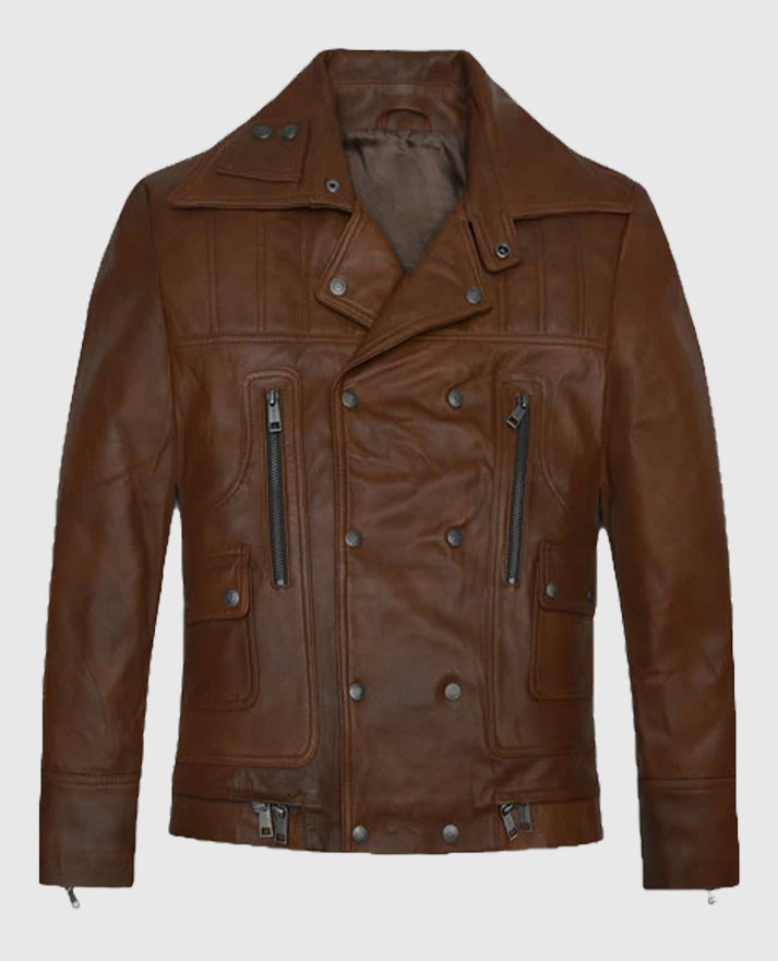 James Franco Brown Leather Biker Jacket