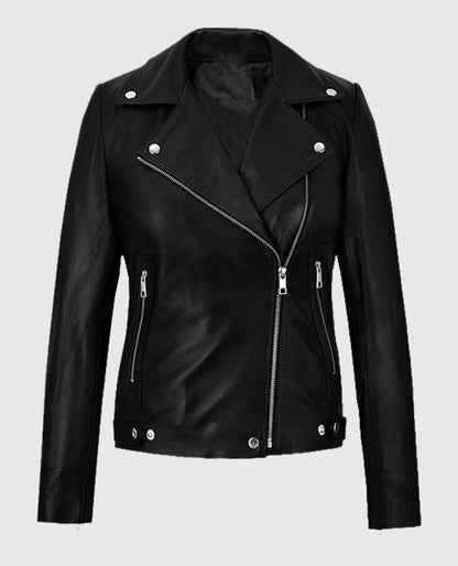 Jena Malone Black Leather Biker Jacket