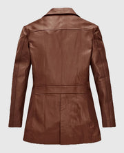 Jennifer Aniston Brown Leather Blazer
