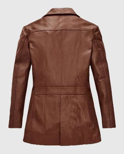 Jennifer Aniston Brown Leather Blazer