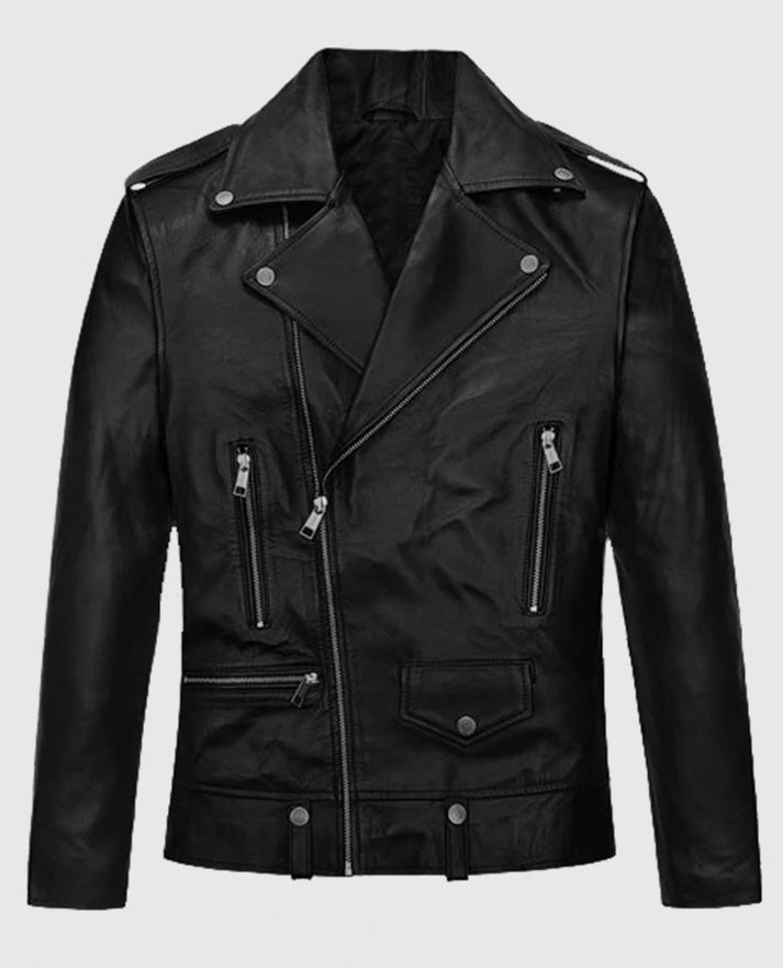 Jimin Black Leather Biker Jacket