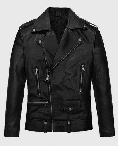 Jimin Black Leather Biker Jacket