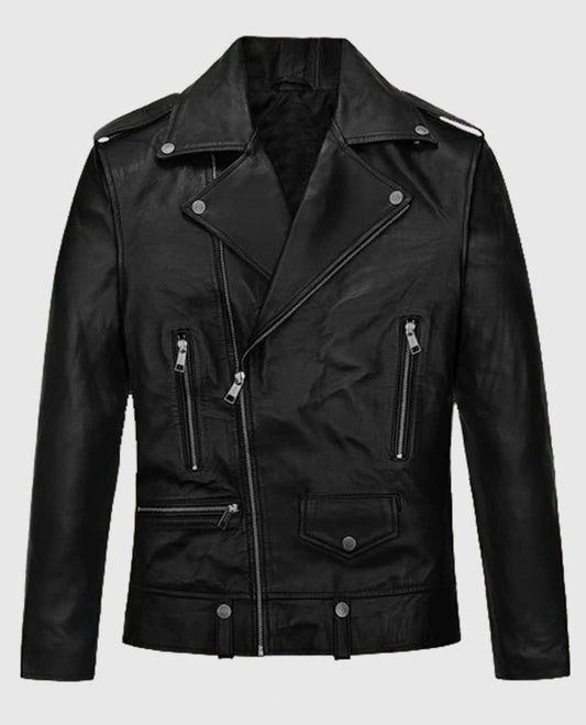 Jimin Black Leather Biker Jacket