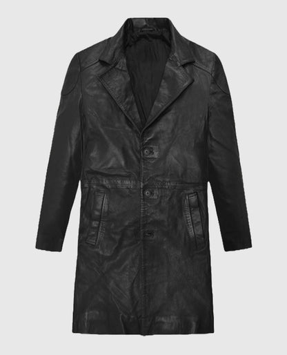 Karl Urban The Boys Black Leather Long Coat