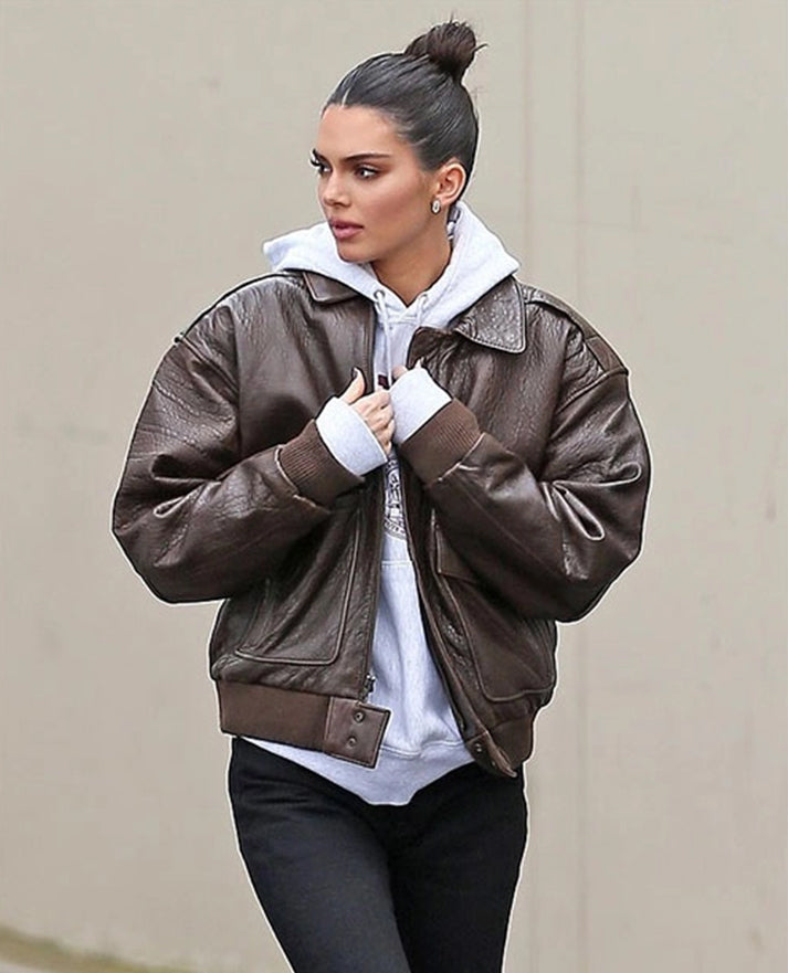 Kendall Jenner Brown Leather Jacket