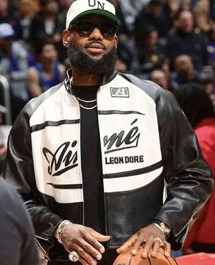 LeBron James Aimé Leon Dore black Leather Jacket