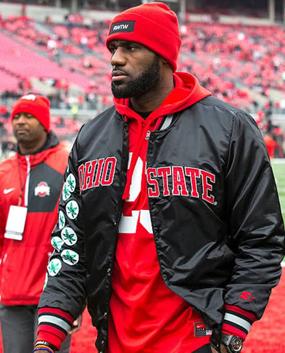 Lebron James Ohio State Buckeyes Satin Black Jacket