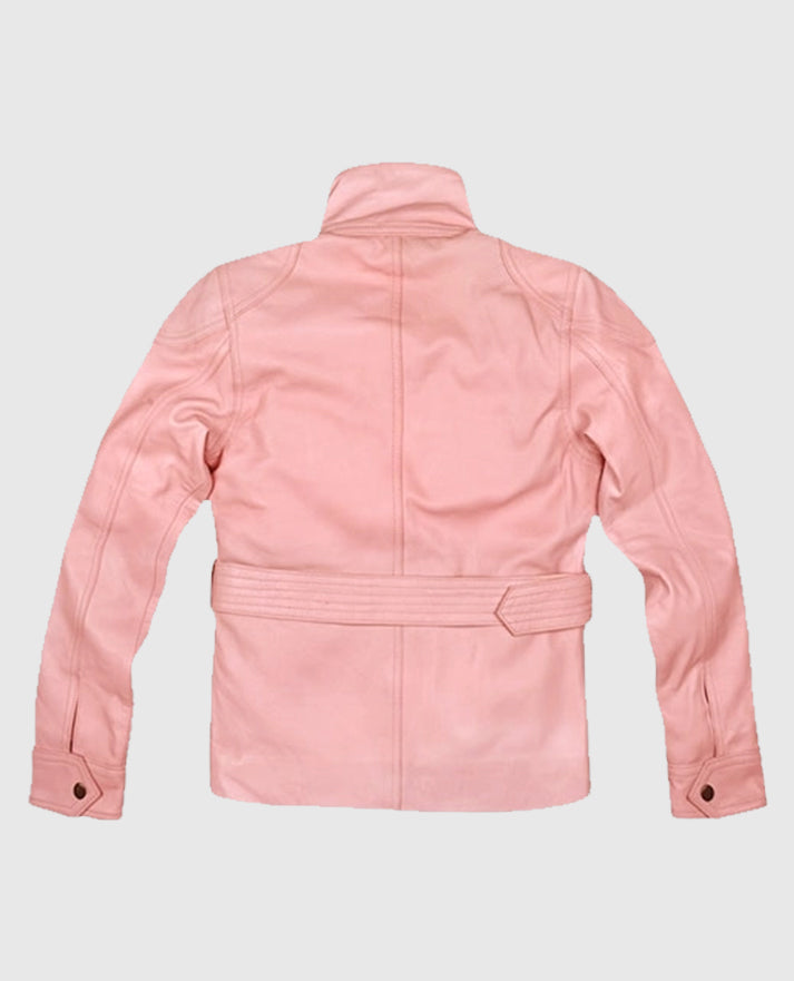Light Pink Leather Jacket for Women