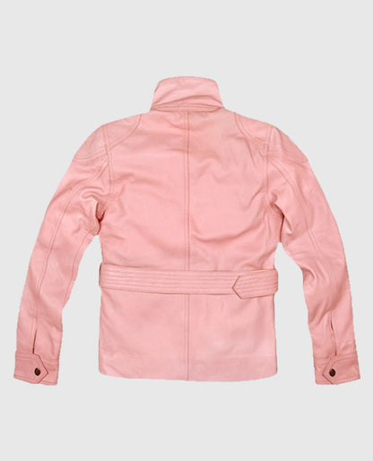 Light Pink Leather Jacket for Women