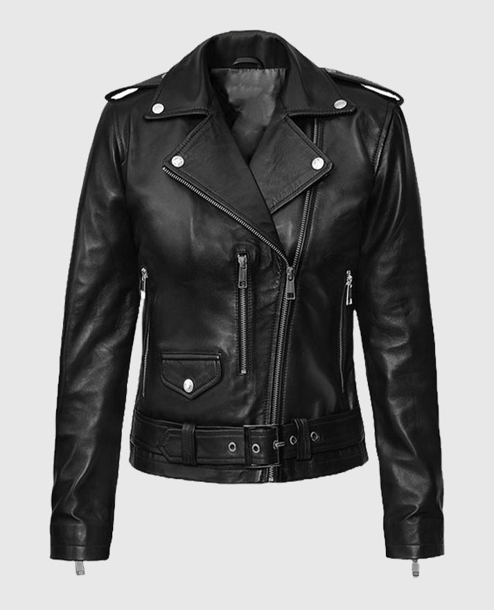 Lucy Hale Black Biker Leather Jacket
