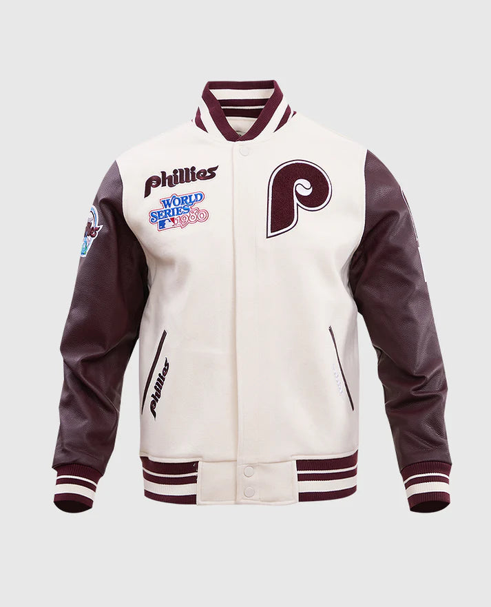 MLB Philadelphia Phillies Men's Rib Wool Varsity Jacket