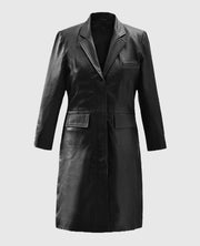 Margot Robbie Wolf Of Wall Street Black Leather Long Coat