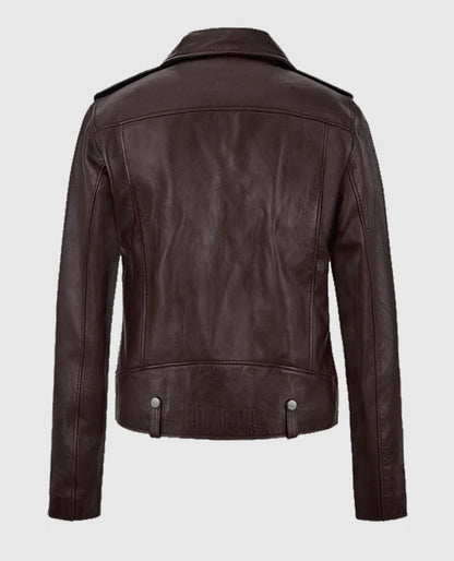  Meghan Markle Burgundy Leather Jacket