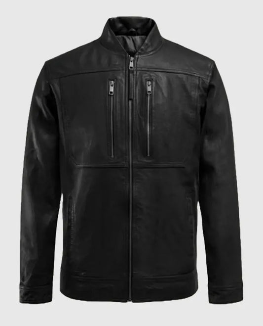 Men's Black Biker Thunder Storm Leather Jacket