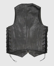 Men's Black Laced Leather Vest