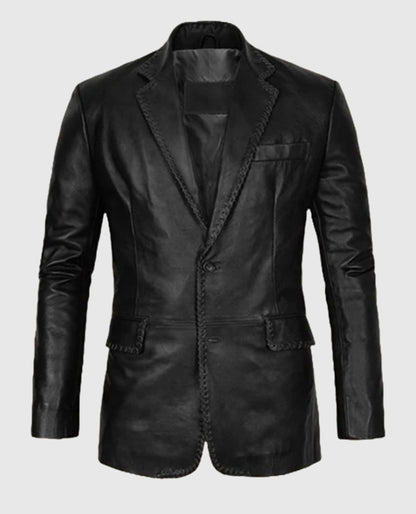 Men's Black Medieval Leather Blazer