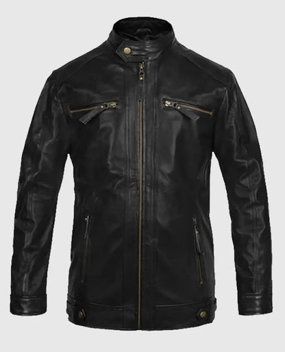 Men's Black Motorcycle Leather Jacket