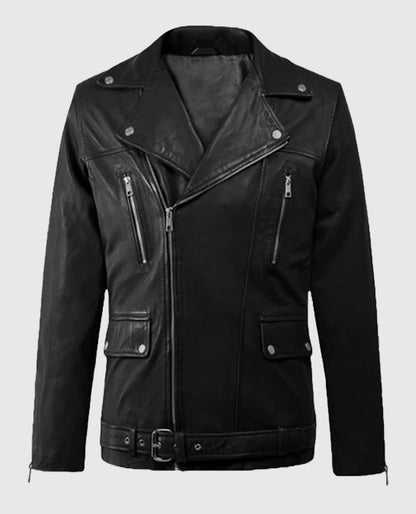 Men's Dauntless Black Biker Leather Jacket