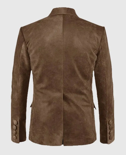 Men's Distressed Brown Leather Blazer