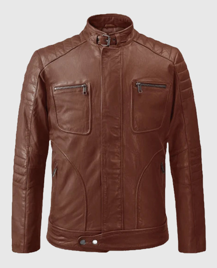 Men's Firefly Moto Tan Leather Jacket