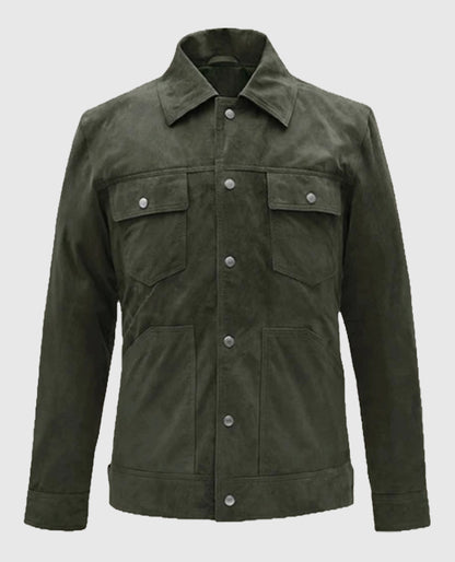 Men's Frodo Green Suede Leather Jacket