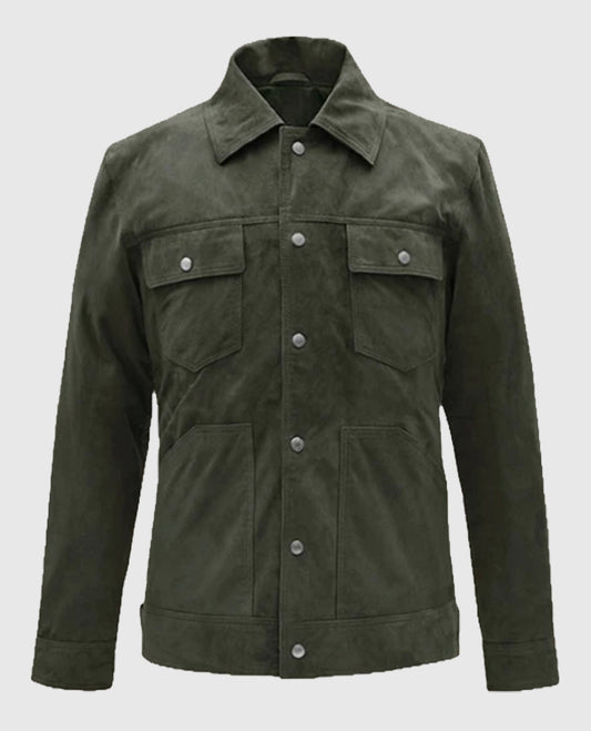 Men's Frodo Green Suede Leather Jacket