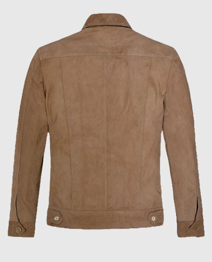Men's Grunge Beige Leather Jacket
