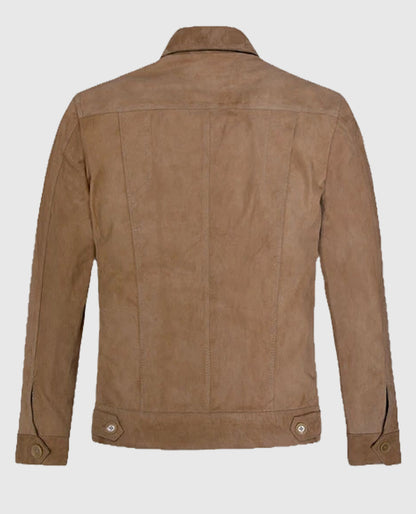 Men's Grunge Beige Leather Jacket