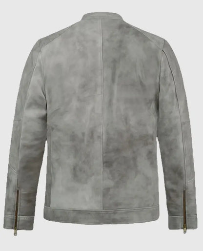 Men's Harbor Gray Suede  Biker Jacket