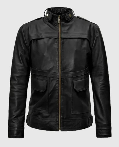 Men's Military Inspired Leather Jacket