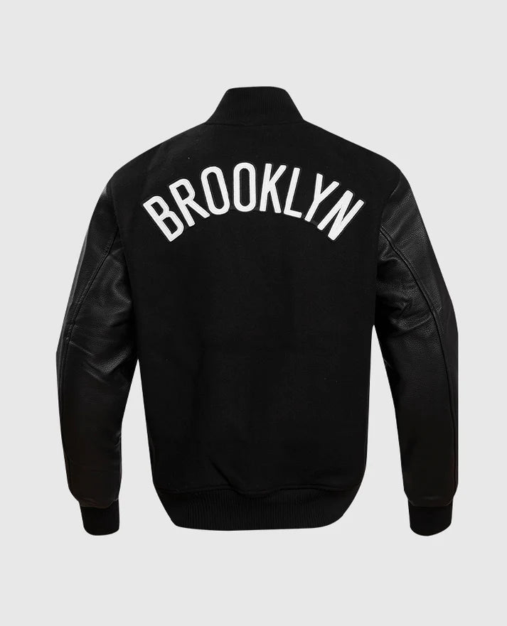 Men's NBA Brooklyn Nets Black Varsity Jacket