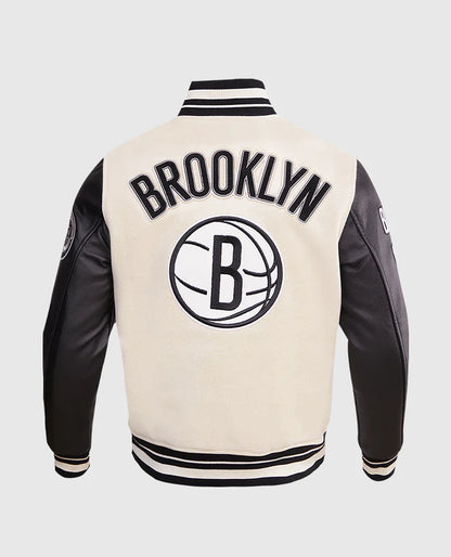 Men's NBA Brooklyn Nets Black & White Varsity Jacket