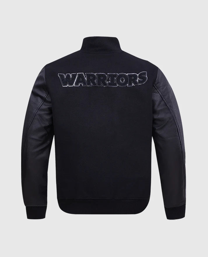 Men's NBA Golden State Warriors Black Varsity Jacket