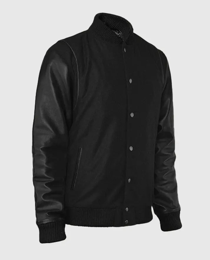 Men's Noir Black Varsity Jacket