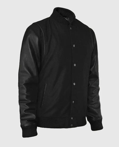 Men's Noir Black Varsity Jacket