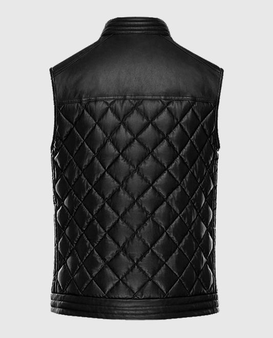 Men's Quilted Design Leather Vest