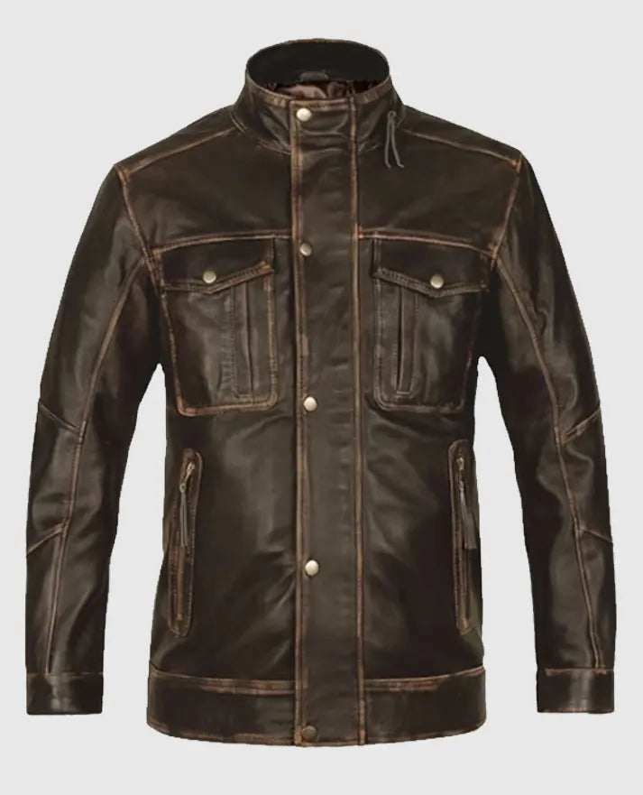 Men's Retro Dark Brown Leather Jacket