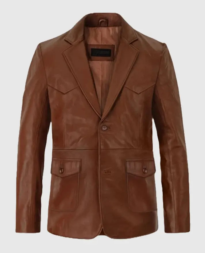 Men's Rich Brown Western Leather Blazer