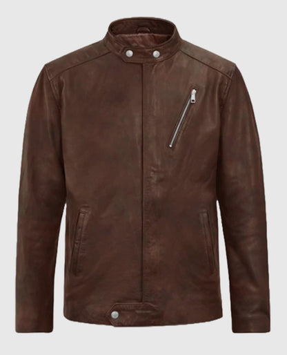 Men's Spanish Brown Biker Motorad Leather Jacket