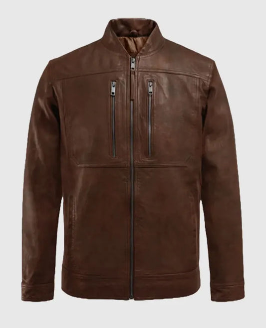 Men's Spanish Brown Thunder Storm Biker Leather Jacket