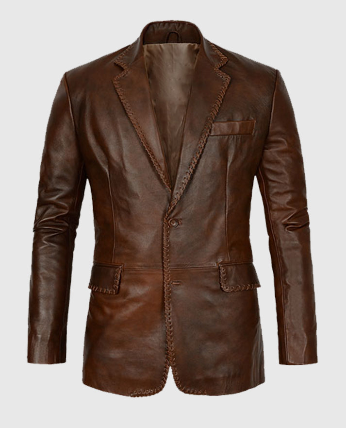 Men's Spanish Medieval Brown Leather Blazer